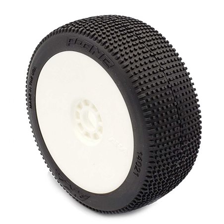 AKA P-One 1:8 Buggy Tyre Ultra Soft on white Evo Wheels (2)