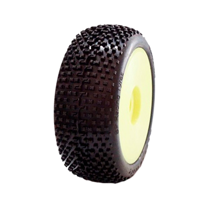 DEMOLITION 1/8 OFF-ROAD COMPETITION EXTRA SUPER SOFT PRE-MOUNTED ON YELLOW WHEEL (2pcs)