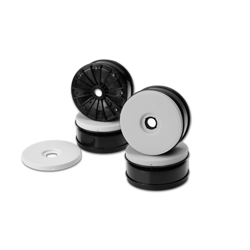 Inverse - 1/8th buggy wheel (black) w/ (white) caps - 4pc