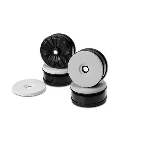 Inverse - 1/8th buggy wheel (black) w/ (white) caps - 4pc