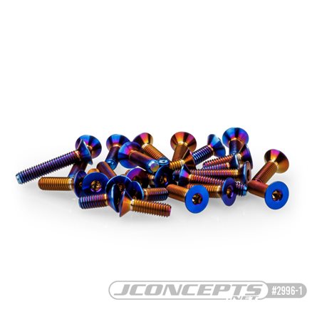 JConcepts - B6.4 Titanium screw set, lower (burnt blue) - 26pc