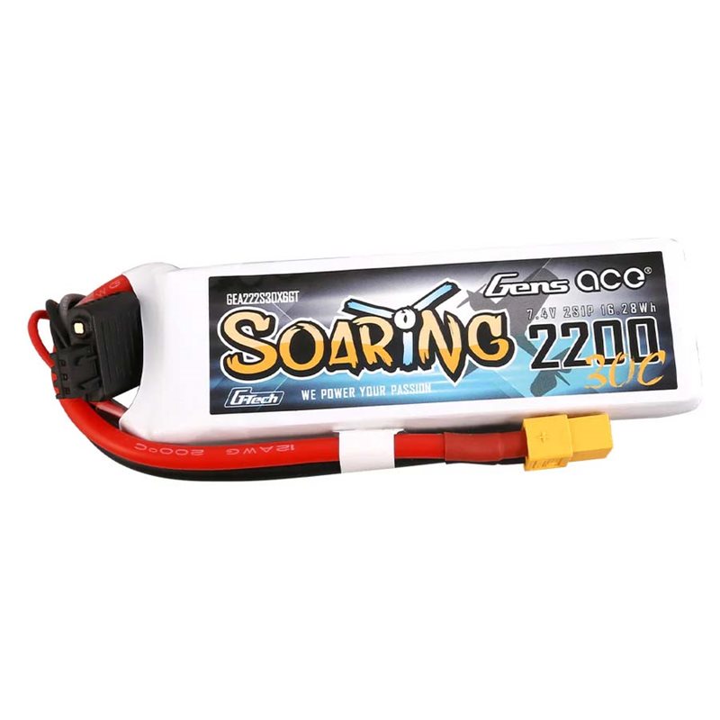 GensAce Soaring LiPo 2S 7.4V-2200-30C(XT60) 104x34.5x14.5mm 122g GT
