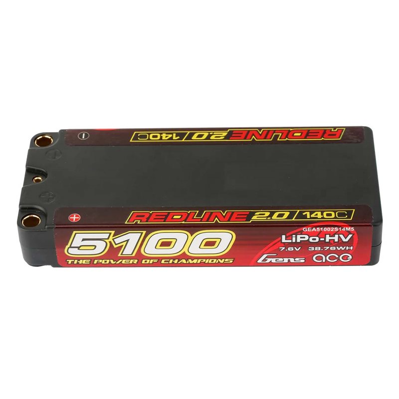 GensAce Redline 2.0 Mid Size 2S HV 7.6V-140C-5100 113x47x19mm 191g