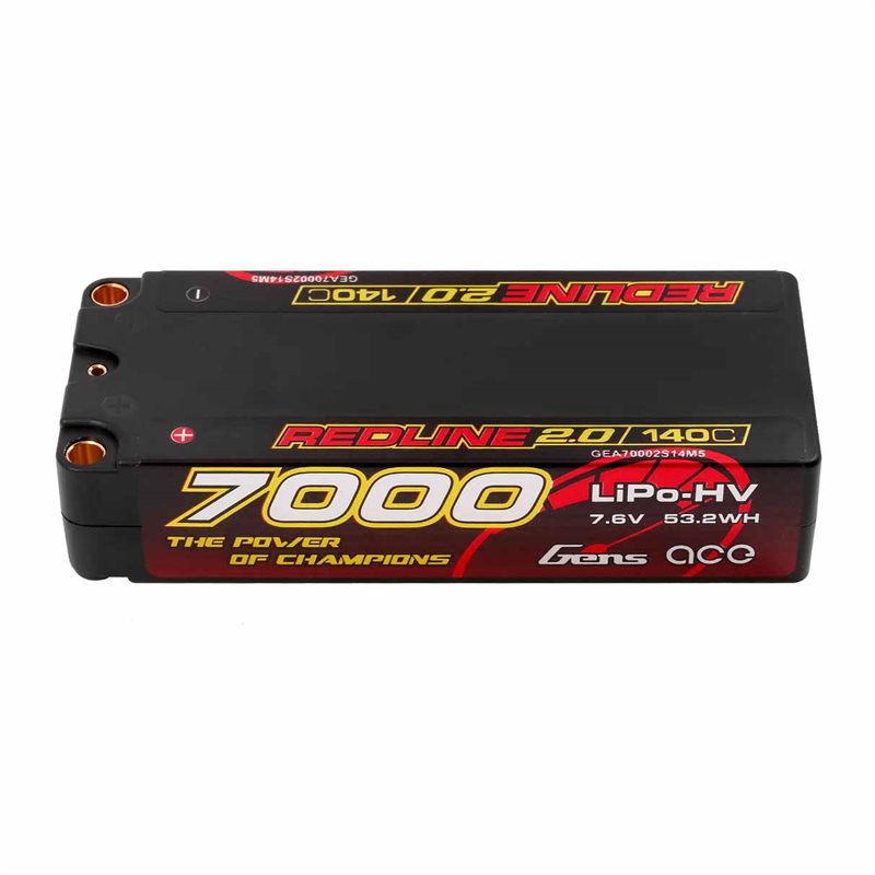 GensAce Redline 2.0 Mid Size 2S HV 7.6V-140C-7000 113x47x25mm 250g