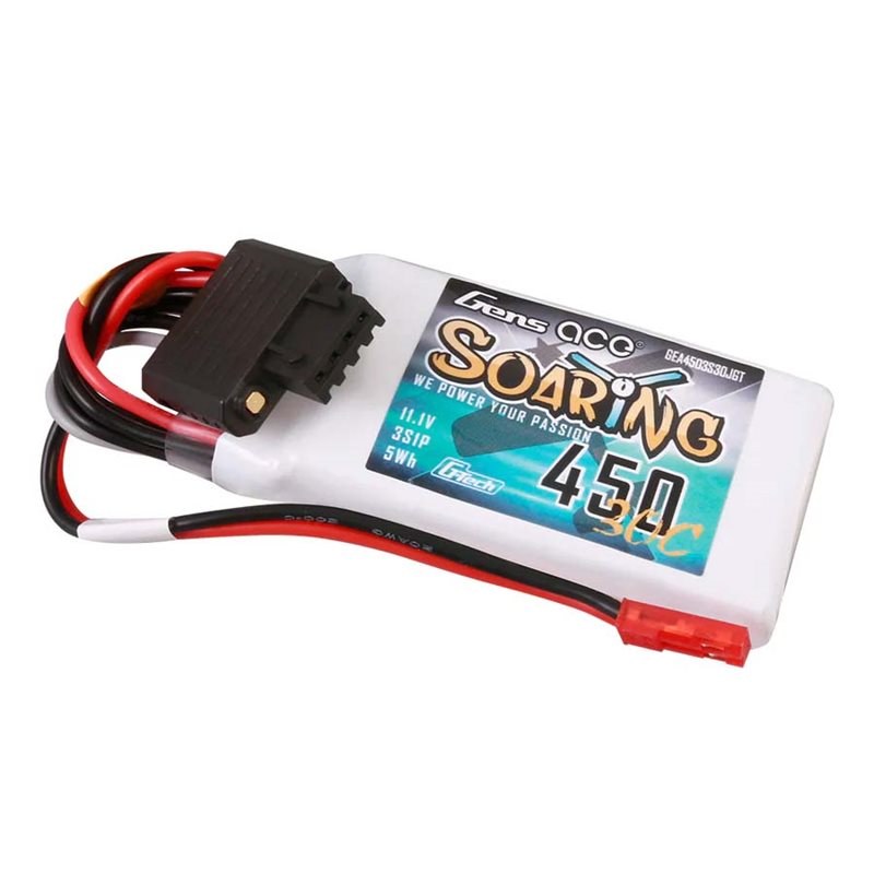 GensAce Soaring LiPo 3S 11.1V-450-30C(JST) 58x31x13.5mm 47g