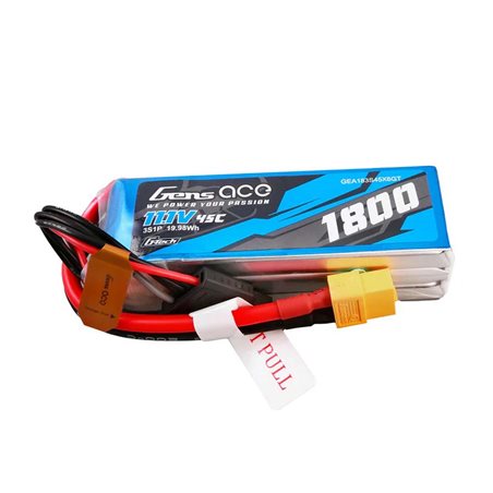 GensAce Soaring LiPo 3S 11.1V-1800-45C(XT60) 92x31x25mm 153g G-Tech