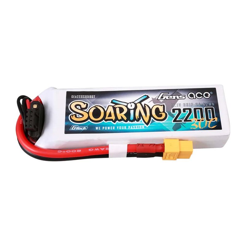 GensAce Soaring LiPo 3S 11.1V-2200-30C(XT60) 107x34x21mm 175g G-Tech