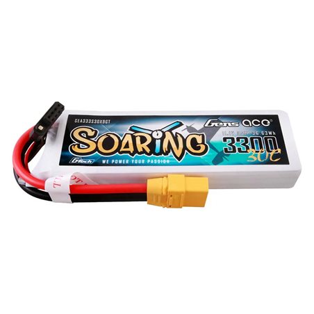 GensAce Soaring LiPo 3S 11.1V-3300-30C(XT90) 131x42.5x19.5mm 252g GT
