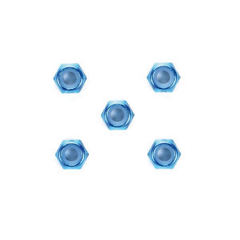 3mm thin alu look nut *5 blue