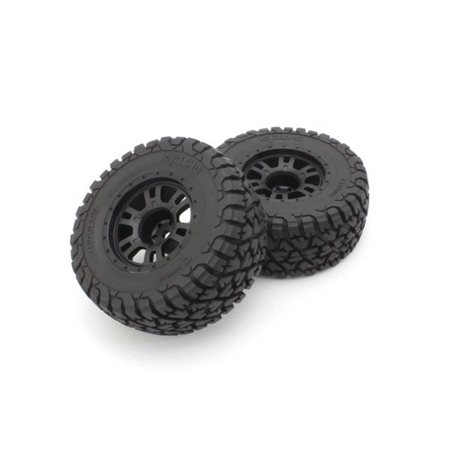 Pre-Glued Tyres on black wheels 2.4" (2) Kyosho Toyota Tacoma