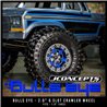 Bulls Eye - 2.0" 6 slot crawler wheel, blue w/ silver chamfer, 4pc. (Fits - 1.9" bead mount diameter tires)