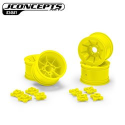 Pioneer - RC10 2.2" rear wheel w/ 1/4" & 3/16" axle adaptor, yellow - 4pc