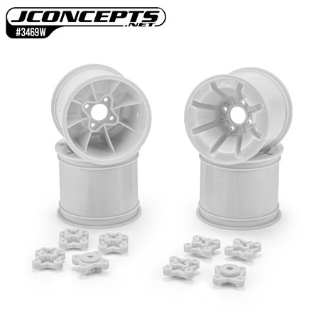 Pioneer - RC10T 2.2" rear wheel w/ 1/4" & 3/16" axle adaptor, white - 4pc