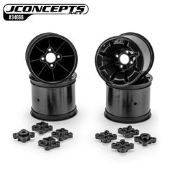 Pioneer - RC10T 2.2" rear wheel w/ 1/4" & 3/16" axle adaptor, stealth black - 4pc