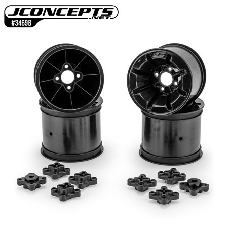 Pioneer - RC10T 2.2" rear wheel w/ 1/4" & 3/16" axle adaptor, stealth black - 4pc