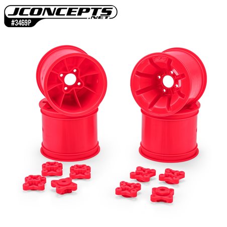 Pioneer - RC10T 2.2" rear wheel w/ 1/4" & 3/16" axle adaptor, retro pink - 4pc