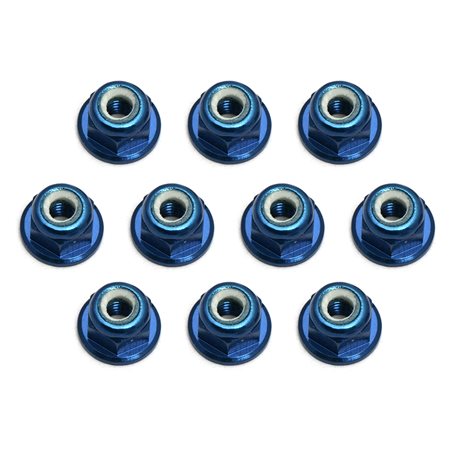 låsmutter med fläns M3 blå aluminium