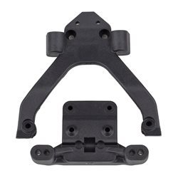 RC10B6.4 FT Front Top Plate and Ballstud Mount angled carbon