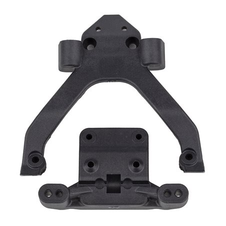 RC10B6.4 FT Front Top Plate and Ballstud Mount angled carbon