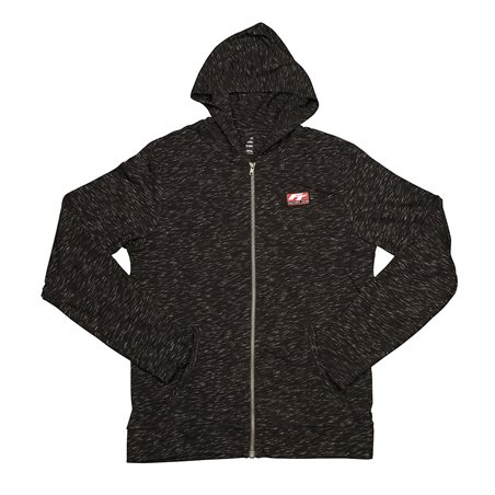 Hoodie med dragkedja factory team logo spräcklig svart XL