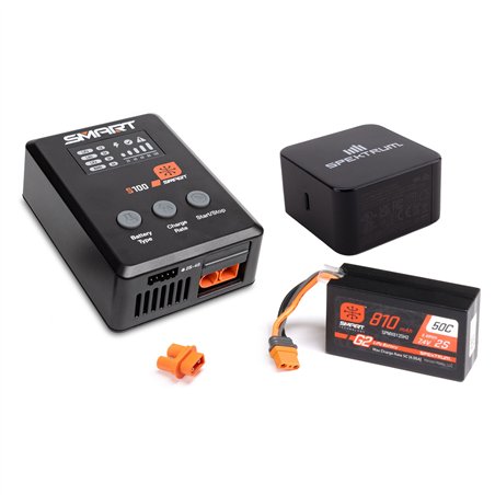 Smart G2 Powerstage Bundle: 810mAh 2S 50C LiPo Battery (IC2), S100 Charger, 65W Power Block, Adapter