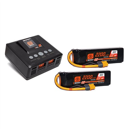Smart Powerstage 4S Air Bundle: (2) G2 2200mAh 4S 50C LiPo IC3 & S250 Charger